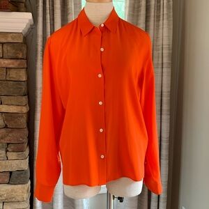 Rag And Bone Orange Button-Up Women's Top